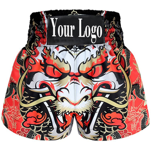 Shorts d'arts martiaux pour hommes, imprimé dragon et tigre, séchage rapide, polyester, tenue de MMA, coupe régulière, style court pour adulte, logo personnalisé au dos - Product Image 3
