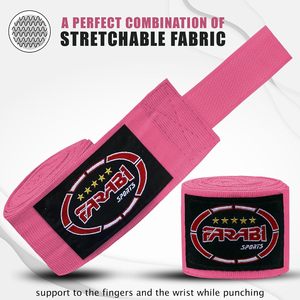 Bandages de boxe FARABI en coton élastique, équipement d'entraînement pour la boxe, le MMA, le Muay Thai, bandages en polyester pour arts martiaux. - Product Image 2