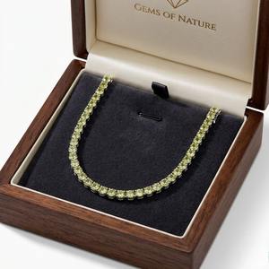 Collar de Peridoto Natural Genuino Mehrajudin Gems, Plata de Ley 925, Certificado por Terceros, Elegante, para Boda Cristiana, Agosto - Product Image 1