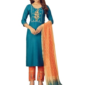 Vestido de tela de rayón con Dupatta, conjunto de tela de R & D - Product Image 1