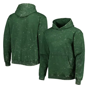 เสื้อฮู้ดดี้สีเขียวฟอเรสต์แบบย้อมสีสไตล์วินเทจสำหรับผู้ชาย แขนยาว มีกระเป๋าจิงโจ้ สวมใส่สบายๆ สไตล์สตรีทแวร์ - Product Image 1
