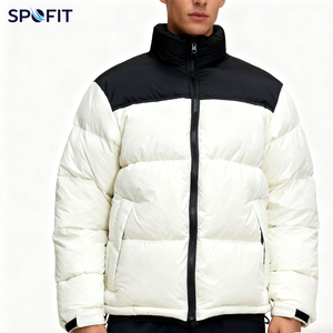 Veste matelassée légère pour homme, à blocs de couleurs, avec capuche et fermeture éclair, pour l'hiver - Product Image 2