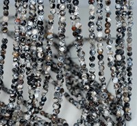Perles rondes facettées en agate de feu naturelle, couleur noir glace, pour la création de bijoux, colliers, bracelets, vente en gros