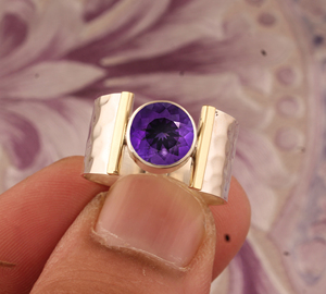 Natural Amethyst Bezel Setting Classic Band <b>Ring</b> 925 Sterling <b>Silver</b> Women's Genuine Stone Purple Gemstone Wedding Party - Product Image 4