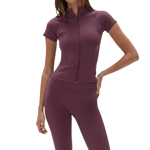 Ensemble de yoga pour femmes personnalisé : veste zippée et leggings taille haute, deux pièces - Product Image 4