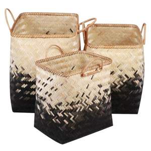 Nouveauté : Panier de rangement en bambou zigzag avec couvercles, panier à linge multifonctionnel élégant pour la décoration et l'organisation de la maison - Product Image 5