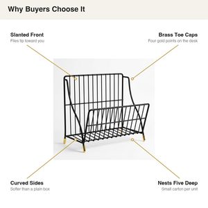Handmade 28 cm Black Brass Slanted Front Wood File Rack Kitab Slant Wire Desk <b>Organiser</b> for Home Decor Hotels and <b>Weddings</b> - Product Image 5