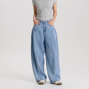 Skinny Fit High Waist Plus Size Women's Jeans Women Light Blue Barrel Leg Denim Jeans Mid Rise Relaxed Fit Vintage Style Trendy - Product Image 2