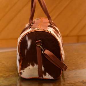 Sac de voyage en cuir de vachette vintage premium avec poils, grande capacité, sac de week-end en cuir véritable, sac de sport avec poils LHDB-0182 - Product Image 5