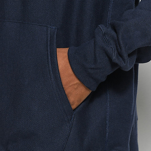Men's Navy Blue Hooded <b>Sweatshirt</b> Regular Fit Cotton Fleece Casual Pullover Autumn Wear - Product Image 5
