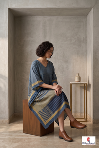 Vestido Kaftán de Rayón Estampado de Lujo para Mujer, Largo hasta la Rodilla, Corte en A, Cómodo para Vacaciones en la Playa o Resort - Product Image 3
