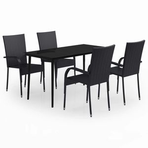 Set da pranzo Patio nero da 5 pezzi - Product Image 2
