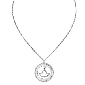 Collier pendentif rond en argent avec motif gravé circulaire découpé au centre, chaîne fine, bijoux élégants pour femmes, à porter au quotidien - Product Image 3