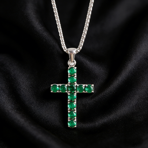 Collier pendentif croix en argent 925 pour homme avec diamants Moissanite multicolores, bijoux de luxe - Product Image 4