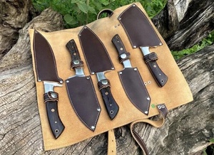 Ensemble de couteaux de chef en acier inoxydable à 67 couches, 5 pièces, fabriqués à la main, manche en bois, étui en cuir, ambidextres, couteaux écologiques - Product Image 3