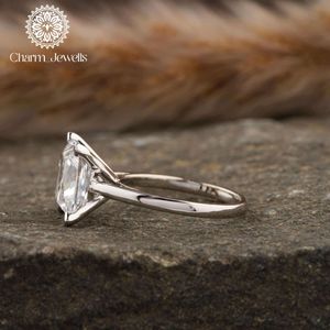 Bague de fiançailles pour femme Charm_Jewells en moissanite taille coussin, plaqué or 18 carats, sertissage à griffes, style classique, certifiée IGI, 3g - Product Image 4