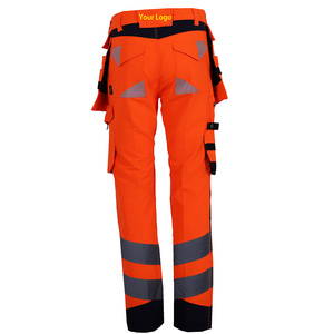 Pantalon de travail haute visibilité personnalisé pour homme, 100 % polyester, orange réfléchissant, imperméable, respirant, taille mi-haute - Product Image 5