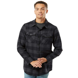 Camisa de Franela para Hombre, a Cuadros, Manga Larga, Cuello Camisero, Casual, Otoño, 100% Algodón, Antiarrugas, Tejido de Manga Larga - Product Image 1
