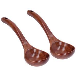 Cuchara de sopa de madera de mango largo, cucharón de agua de madera, cuchara de madera creativa para el hogar, estilo japonés y coreano, utensilios de cocina de madera. - Product Image 6