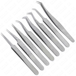Custom Private Label Stainless Steel Eyelash Tweezers Set Diamond Grip Precision Volume Lash Isolation <b>Tool</b> - Product Image 2