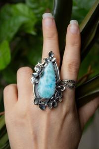 Anillo de Plata Larimar, Anillo de Plata de Ley 925, Plata de Ley 925 Sólida - Product Image 6