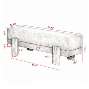 Panca moderna per soggiorno da 13,78 x 55,12 x 17,72 pollici - Product Image 3