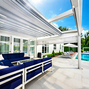 Pergola Retrattile in Alluminio per Tutte le Stagioni, Motorizzata e Regolabile, Certificata CE, Protezione UV, Impermeabile, per Balcone, Cortile e Giardino - Product Image 5