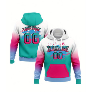 Sweat-shirt à capuche personnalisé avec blocs de couleur et texte imprimé, durable et décontracté, sublimation tendance - Product Image 1