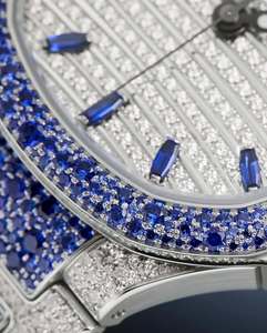 Reloj Mecánico de Lujo para Hombre, Caja de Acero Inoxidable de 40 mm, Esfera de Cristal de Zafiro, Detalles de Diamantes Azules Luminosos, Botón de Presión, Moderno - Product Image 3