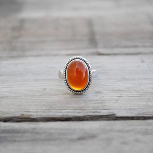 Carnelian Gemstone Midi <b>Ring</b> 925 Sterling Silver <b>Dainty</b> Carnelian <b>Ring</b> Christmas Valentine Anniversary Gift <b>Ring</b> For Her - Product Image 1