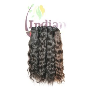 Extensions de cheveux humains naturels non traités Remy indiens ondulés noirs, lot de 100g, fabrication artisanale, traitement chimique, prix abordable - Product Image 1