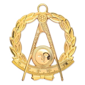 Grand Past Master Blue Lodge <b>Masonic</b> Collar Jewel Gold Plated Square Compass Sun Laurel Wreath Regalia Pendant - Product Image 1