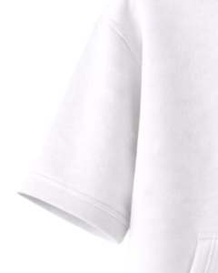 Customized Men White <b>Short</b> <b>Sleeve</b> Hoodie Pullover Cotton Fleece Casual Streetwear Kangaroo Pocket Lightweight Summer <b>Sweatshirt</b> - Product Image 4