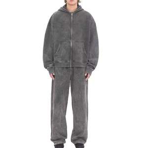 Conjunto de Sudadera con Capucha y Pantalones para Hombre, Color Sólido, Ecológico, Transpirable, de Secado Rápido, Forro Polar Sin Costuras, Estilo Urbano - Product Image 5