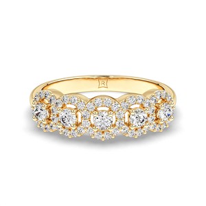 Anillo de Aniversario de Bodas de Oro Amarillo de 18K con Diamantes Naturales en Racimo, Corte Redondo, Multidiamantes, Joyería Fina de Lujo, Regalo para Mujer - Product Image 4