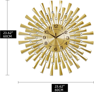 Large Gold Sunburst Metal Wall <b>Clock</b> <b>Modern</b> Decorative <b>Clock</b> with Arabic Numerals for Living Room Dining Room Home Office - Product Image 2