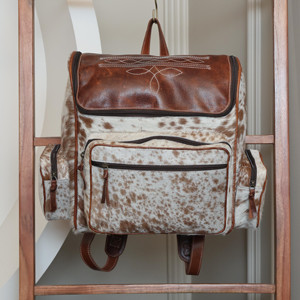 Cheveux occidentaux sur peau de vache naturelle botte point couche sac à dos fait à la main en cuir véritable sac à dos de voyage de luxe pour unisexe - Product Image 4