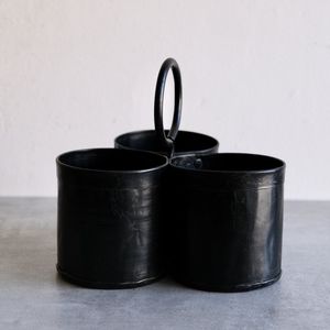 Stylish Galvanized Cutlery Holder Decorative Utensil Organizer <b>For</b> Home Kitchen Dining Area - Product Image 1