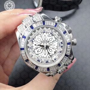 Charm Jewels Luxury Stainless Steel Round Analog Quartz Watch With Sapphire Crystal 43mm <b>Chronograph</b> Women Folding Clasp - Product Image 4