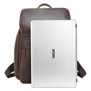 Luxury <b>Waterproof</b> Leather Laptop Bag Anti-Theft Vintage Travel Rucksack Genuine Leather Multi-Pocket LBP-0431 - Product Image 4