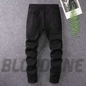 Jean en denim noir déchiré coupe slim style punk en coton mi-lourd pour homme – Collection automne - Product Image 5