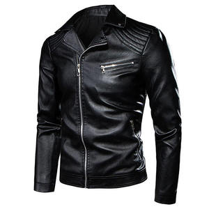 High Quality Autumn <b>Winter</b> New Men's Coat Men's Motorcycle Coat Slim Lapel Men's Plush <b>Leather</b> <b>Jacket</b> - Product Image 1