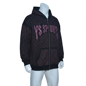 Ensemble de survêtement streetwear en molleton orné de strass de qualité supérieure, 100 % coton, pour hommes et femmes - Design luxueux et scintillant 2 en 1, vêtements d'hiver - Product Image 2