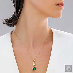PRAO Heart-Shaped Emerald Crystal Necklace Anti-Tarnish - Product Image 4