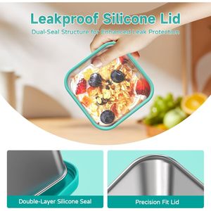 Set di 8 Contenitori per Snack in Acciaio Inox da 6 oz, Contenitore per Condimenti da 2 oz, Facile da Aprire, Ermetico, Contenitore in Metallo per Alimenti - Product Image 3