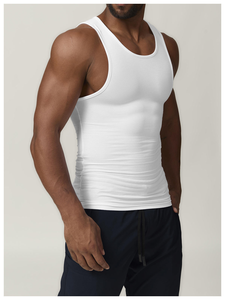 Camiseta Deportiva Casual para Hombre, con Decoración Bordada, Sólida, para Correr, Entrenamiento, Sin Mangas, Acanalada, Transpirable, para Fitness - Product Image 5