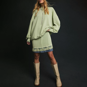 Sudadera de Mujer de Talla Grande con Cuello Redondo, Bordada con Lentejuelas, de Algodón Tejido a Bloques de Color, de Alta Calidad y Diseño Personalizado del Fabricante - Product Image 3