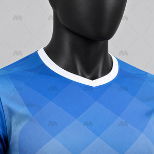 Maillot de football pour homme adulte, bleu dégradé, manches courtes, respirant, coupe athlétique, 100% polyester, col rond, imprimé numérique - Product Image 6