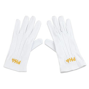 Gants de cérémonie de haute qualité en coton blanc pour la tenue rituelle des fraternités, confortables et doux pour les mains - Product Image 4