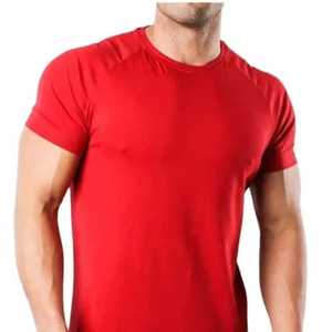 T-shirt rouge à manches courtes et col rond pour homme, coupe oversize, respirant, imprimé en relief, couleur unie, jersey 100% coton, vêtement décontracté - Product Image 5